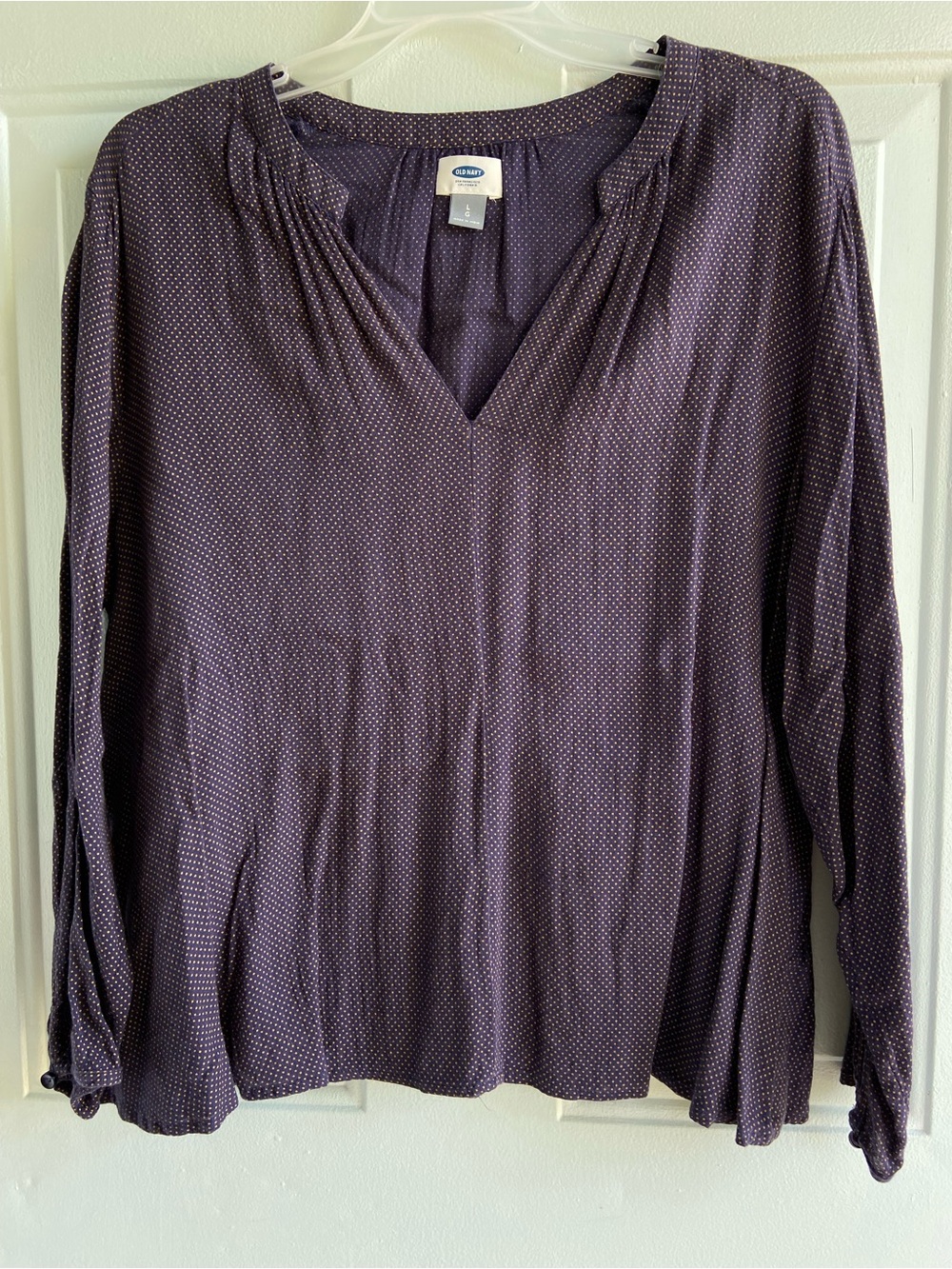 Old Navy Navy Long-Sleeve V-Neck Blouse